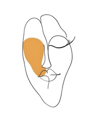 Obraz premium One line drawing abstract woman face. Modern single line art, female portrait, aesthetic contour. Great for poster, wall art