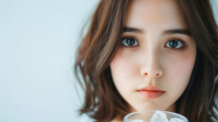 Thirsty Attractive Asian Young Woman Girl Drink