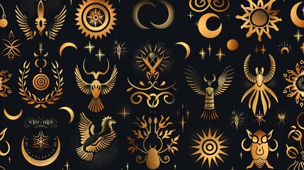 mythical pattern seamless wallpaper