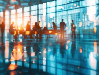 Blurred business people meeting in modern office building conference room
