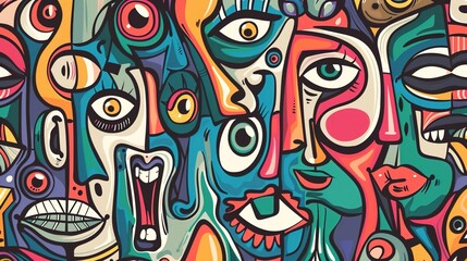 Obraz premium Cartoon style street art pattern wallpaper