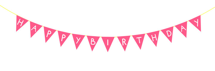 birthday text, bunting flag, birthday banner, birthday decorations, pink ribbon, bunting, pink banner, pink bunting flag, decoration, banner png, triangle flag decoration, flag, ribbon