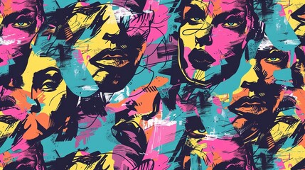 Cartoon style street art pattern wallpaper