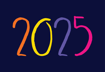 Happy New Year 2025 Multicolor Design Abstract Logo Symbol Vector Illustration