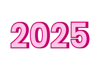 2025 Happy New Year 3D Realistic Pink Design Abstract Logo Symbol Vector Illustration
