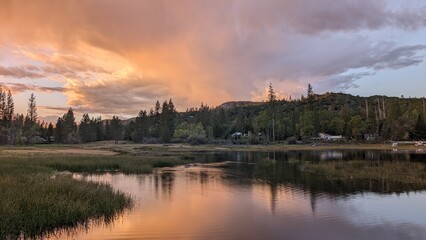 sunset over the lake