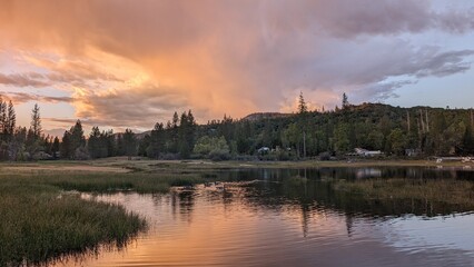 sunset over the lake