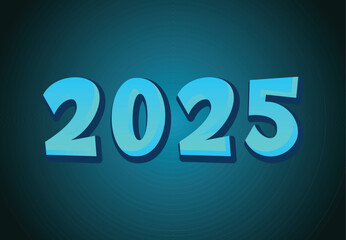 Happy New Year 2025 Realistic Decoration Blue Design Abstract Logo Symbol Vector Illustration