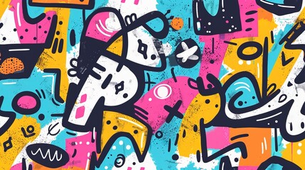 Obraz premium Cartoon style street art pattern wallpaper