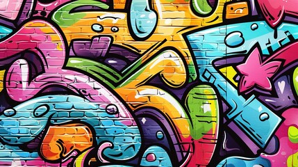 Obraz premium Cartoon style street art pattern wallpaper