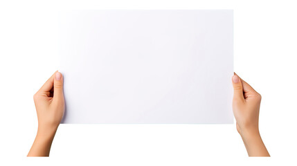 hand holding blank paper isolated on transparent background remove png, clipping path