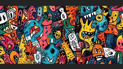 Cartoon street art pattern wallpaper