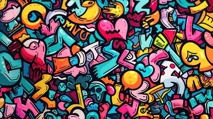 Cartoon street art pattern wallpaper