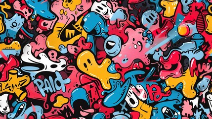 Cartoon street art pattern wallpaper