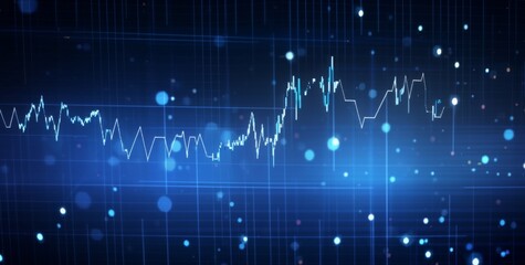 Digital Background with Trading Charts Featuring Rising Numbers and Blurred bokeh . Includes Space for Additional Graphics or Images.

