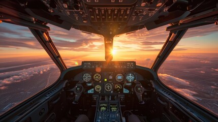 Sunrise Flight in a Fighter Jet Cockpit Above the Clouds