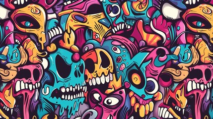 Cartoon street art pattern wallpaper