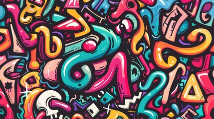 Cartoon street art pattern wallpaper