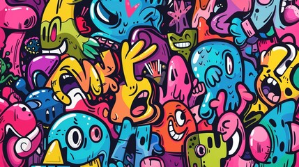 Cartoon street art pattern wallpaper