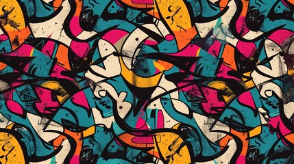 Obraz premium Cartoon street art pattern wallpaper