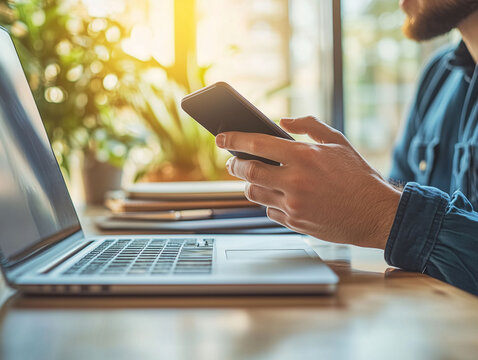 Arbeit am Laptop und Smartphone Zuhause und im B&uuml;ro, Synchronisation von Daten zwischen Laptop und Smartphone, Multi-Faktor-Authentifizierung mit dem Smartphone zur Anmeldung auf ein Internet Konto