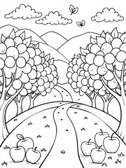 Apple Orchard Adventures: Engaging Coloring Pages for Nature Lovers