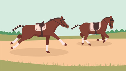 Running horse in field 