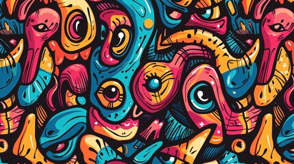 Cartoon street art pattern wallpaper