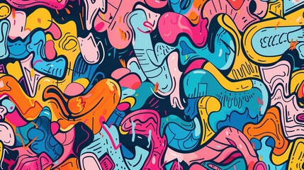 Cartoon street art pattern wallpaper
