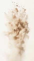 Explosion of brown powder on white background