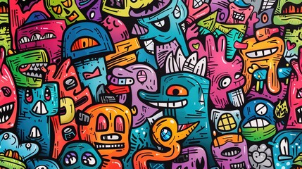 Cartoon street art pattern wallpaper