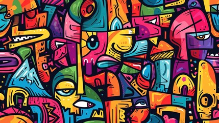 Cartoon street art pattern wallpaper