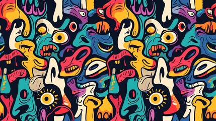Cartoon street art pattern wallpaper