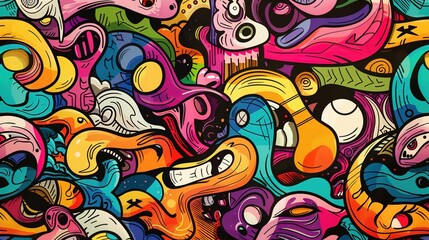 Cartoon street art pattern wallpaper