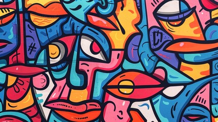 Obraz premium Cartoon street art pattern wallpaper