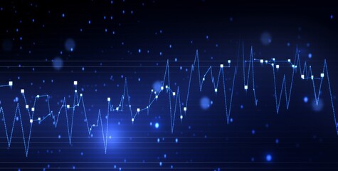 Obraz premium Digital Background with Trading Charts Featuring Rising Numbers and Blurred bokeh . Includes Space for Additional Graphics or Images.