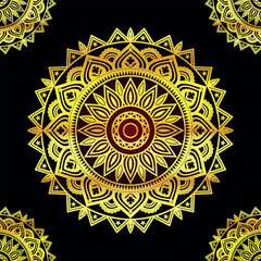 Abstract golden pattern east style with Luxury mandala background  design