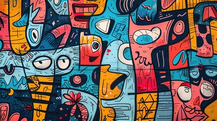 Cartoon street art pattern wallpaper