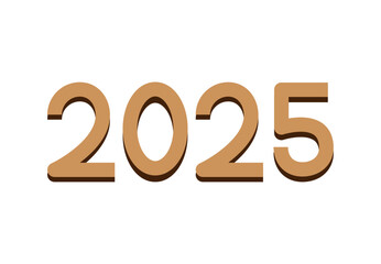 Happy New Year 2025 Design Brown Realistic Abstract Logo Symbol Vector Illustration