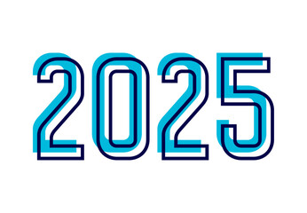 Happy New Year 2025 Design Blue Typography Abstract Logo Symbol Vector Illustration