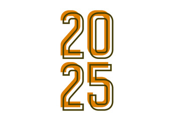 Happy New Year 2025 Design Brown Typography Abstract Logo Symbol Vector Illustration