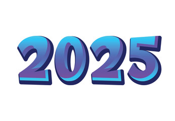 2025 Happy New Year Design Blue 3D Realistic Decoration Abstract Logo Symbol Vector Illustration