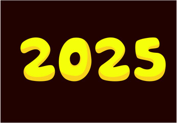 Happy New Year 2025 Design Yellow Realistic Abstract Logo Symbol Vector Illustration
