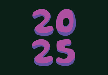 Happy New Year 2025 Design Purple Realistic Abstract Logo Symbol Vector Illustration