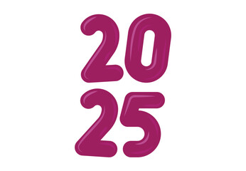 Happy New Year 2025 Abstract Purple Realistic Elegant Design Logo Symbol Vector Illustration