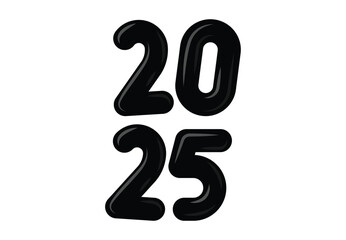 Happy New Year 2025 Abstract Black Realistic Elegant Design Logo Symbol Vector Illustration