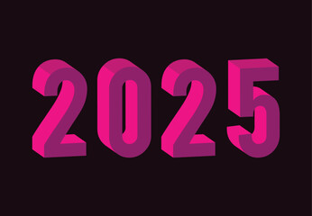 Happy New Year 2025 Abstract Pink 3D Realistic Elegant Design Logo Symbol Vector Illustration