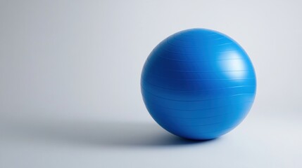 Blue Exercise Ball on White Background