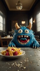 Food monster throwing a tantrum.