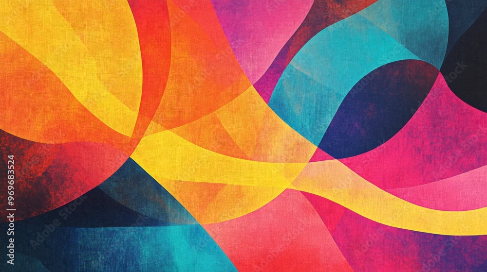 Leinwandbilder detailed view of a digital graphic with overlapping shapes and vibrant colors, creating a sense of d